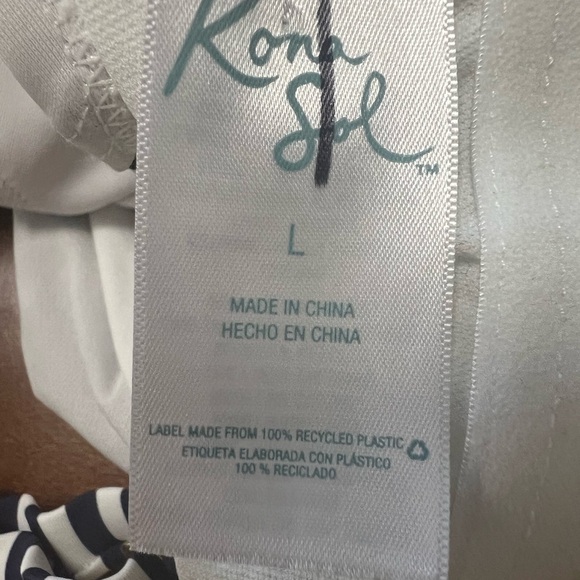 Kona Sol One Piece Navy & White One Strap Swimsuit Size L Women NWOT - Picture 10 of 11